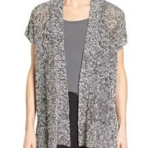 EILEEN FISHER Organic Linen/Cotton Open Front‎ Melange Vest Cardigan Size S